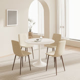 ZUN 31.5" White Round Dining Table, Tulip Table Kitchen Dining Table 2-4 People with MDF Table Top & 26043452