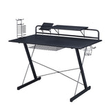 ZUN Carbon Computer Gaming Desk with Shelving, Black 56114350