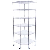 6-Layer Chrome Plated Polygonal Corner Shelf with 2" PP Wheels 680*680*1800 Silver 84088664