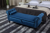 Aijia 63" Velvet Multifunctional Storage Bench Rectangular Sofa Stool Buttons Tufted Nailhead W111749318