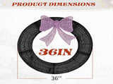 36in Pre-lit Outdoor Christmas Wreath Decoration, Lighted Metal Wreath with Purple Bow, Remote 65188732