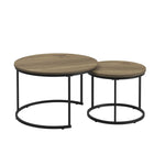 ZUN Nesting Coffee Table Set of 2, 27.6inch Round Coffee Table Industrial Wood Finish with Sturdy Metal 47776106