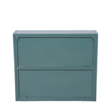 Army Green 2-Door Wall-Mounted Metal Storage Cabinet with Tempered Glass Doors & Shelves for W3122P272930