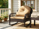 Heavy Duty PE Wicker Patio Rocking Chair 400LBS, Outdoor Rocker with Removable Washable Sponge 00723575