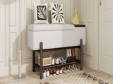TREXM Farmhouse Upholstered Storage Bench with Hidden Compartment, Modern Entryway Bench for Living N715P308014P