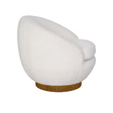 Shearling Sherpa Swivel Chair with Wood Base B035P262681