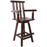 ZUN Rustic Bar Stool - Fir Wood Construction, Chair with Footrest,Wide Armrest, Rustic Kitchen Stool, 70148702