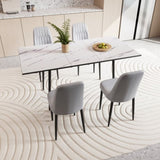 47"-63" expandable dining table set for 2-6 people, equipped with PU fabric thick cushioned dining 60768478