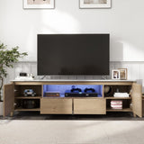 ZUN 70 Inches Modern TV stand with LED Lights Entertainment Center TV cabinet with Storage for Up to 75 35669036