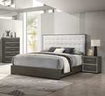 ZUN 1pc Contemporary 5-Drawer Chest with Chrome Accents Gray Rustic Finish Bedroom Wooden Furniture B011P236774