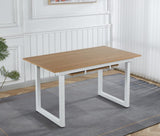 oak color,Square Extendable Dining Table with metal leg,Modern Space Saving Kitchen Table for Living W234P282510