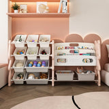 Kids Toy Storage Organizer, Toy Organizer with 2 Tier Bookshelf, Toy Storage with Shelf and 12 Toy W509P288473