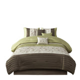 Embroidered 7 Piece Comforter Set Green King B03597124