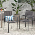 ZUN Outdoor Modern Aluminum Dining Chair with Rope Seat , Gray and Dark Gray 70660.00DGRY