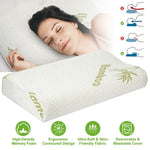 ZUN Bamboo Memory Foam Sleep Pillow Contoured Cervical Orthopedic Pillow Neck Support Breath Pillow 22479701