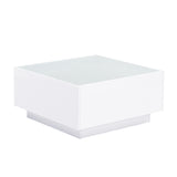 ON-TREND Square High Glossy Coffee Table with 16-color LED Strip Lights, Modern Center Table with N721P191980K