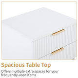 White P2 Density Board Wavy Pattern Drawer Front Two-Drawer Bedside Cabinet 42239066