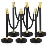 Stanchions and Velvet Ropes, 6 Pcs Crowd Control Barriers with 4 Black Velvet Ropes, Stainless Steel 79914294