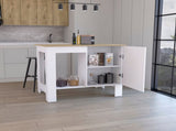Kitchen Island 35" H, One Storage Cabinet with Door, Two Internal Shelves, One Open storage Shelf, B097132932