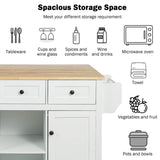 Kitchen Cart with Rubber wood Drop-Leaf Countertop ,Cabinet door internal storage racks,Kitchen 57726272