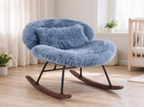 25.59"W x 33.66"D x 29.53"H Indoor Plush Rocking Chair, Soft Fluffy Lounge Rocker with White Metal 84939872