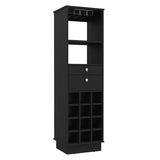 ZUN Classic Bar Cabinet, Two Drawers, Twelve Built-in Wine Rack-Black B07091835