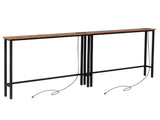 2 Pack 39.4" Narrow Console Sofa Table with Power Outlets and USB Ports, Long Couch Table with Metal 27547211