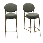 ZUN 29'' H Seat Height Upholstered Bar Stools Set of 2 Faux Leather Counter Dining Stool with Golden W1757P227879