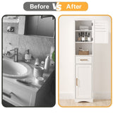 Tall Bathroom Floor Cabinet,Narrow Slim Freestanding Cabinet with 1 Drawer and 2 Doors T3210P293446