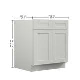 30"in W x 24"in D x 34.5"in H in Shaker Dove Plywood Ready to Assemble Sink Base Cabinets with Shelf T3210P296665