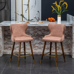 ZUN Nevis Mid-century Modern Faux Leather Tufted Nailhead Trim Counter Stool Set of 2, Pink T2574P165098