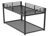 Twin Over Twin Metal Bunk Bed, Low Bunk Bed with Ladder, Bed Frame,Black, Sturdy Steel Construction, 80743359