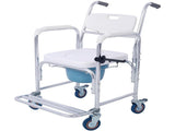4 in 1 Bedside Commode Chair, Transport Shower Wheelchair Toilet Rolling Transport Chair with 4 W465P143535