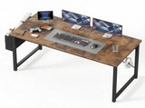 55" Large Home Office Desk, Computer Desk with Storage Bag & Hook, Metal Frame, Modern Simple Study 05887862
