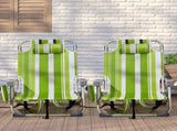 63*65*82cm Short Oxford Cloth Silver White Aluminum Tube Bearing 100kg Beach Chair Green Stripes 42959268