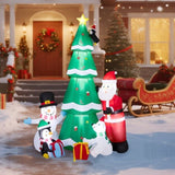 7.5FT Lighted Christmas Inflatable Decoration, Inflatable Christmas Tree with Santa and Snowman, 00586635