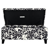 Luxury Storage Ottoman with Floral Patterned Fabric, Soft-Close Hinges, Multi-Functional Footrest & N767P257582W