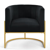 ZUN Upholstered Velvet Accent Chair with Golden Metal Stand,Mid-Century Living Room Leisure Chair with W2186137441