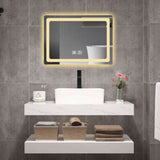 27 in. H LED Single Vanity Mirror in Polished Crystal Vanity LED Mirror for W2026P203529