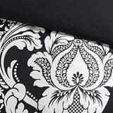 7 Piece Cotton Printed Comforter Set Black Queen B03597261