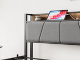 Twin Size Bed Frame, Storage Headboard with Charging Station, Solid and Stable, Noise Free, No Box 75440206