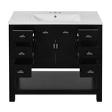 36'' Bathroom Vanity with Top Sink, Modern Bathroom Storage Cabinet with 2 Soft Closing Doors and 6 N710P251586B