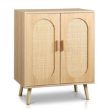 ZUN Modern Rattan Shoe Storage Cabinet with Double Doors and Adjustable Shelves, Accent Cabinet for 24395179