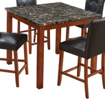 Beautiful Modern Style 5pc Counter Height Dining Room Set Brown Finish Square Table Faux Leather ESFTID594-5PC-SHB