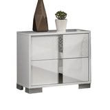 Contemporary Classic White Bedside Table Bedroom Furniture 1pc Nightstand Chrome Legs Handles B2741P317222
