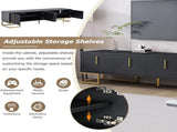 ON-TREND Modern TV Stand Metal Legs and Gold Handles for TVs Up to 80'', Media Console Table WF325614AAB