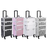 ZUN 3 in 1 Aluminum Cosmetic Makeup Case Tattoo Box White Zebra Print 25171058