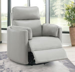 ZUN ACME Sagen Glider Recliner w/Swivel, Gray Leather Aire LV01880