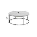 ZUN ACME Zaidee Coffee Table, Natural Marble Top & Nickel Finish LV02795