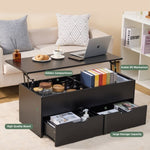 ZUN Lift-Top Coffee Table with Storage Center Tables Hidden Compartment & 2 Drawers, Sofa Table For W2282P188572